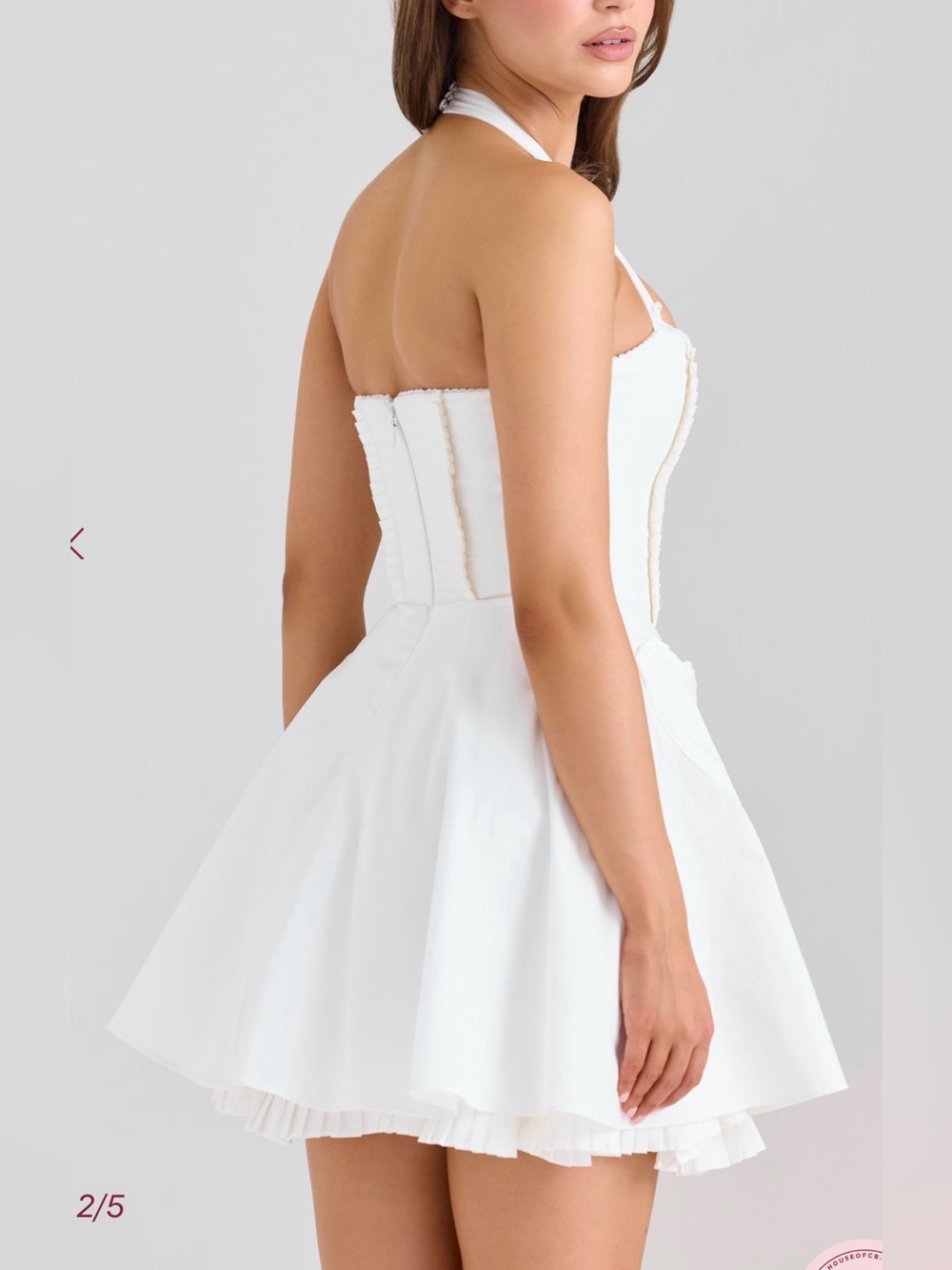 NEW HOUSE OF CB Heidi white cotton halter Minidress Sz XL - Picture 4 of 10